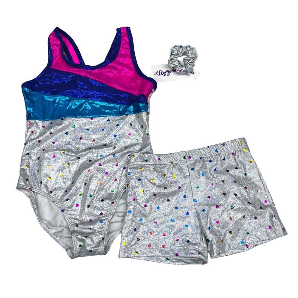 NWT Reflectionz Size 12 Confetti Leotard Set